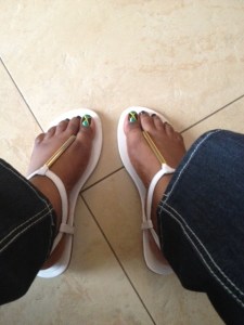 Representing the black, green & gold! Our Jamaican flag.....