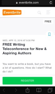 Teleconference for New/Aspiring Authors on Eventbrite